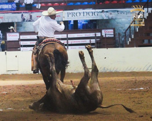 Don Ignacio López Martín, de Rancho El Secreto, a sus 74 años, coleó a lo campeón nacional con 51 puntos