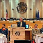 Tick Segerblom, comisionado del condado de Clark, durante la Asamblea Nacional celebrada en Las Vegas