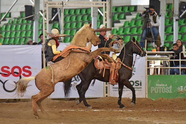 Rubén Mayen Rosas ejecutando buena monta de yegua para los Regionales de Jilotzingo