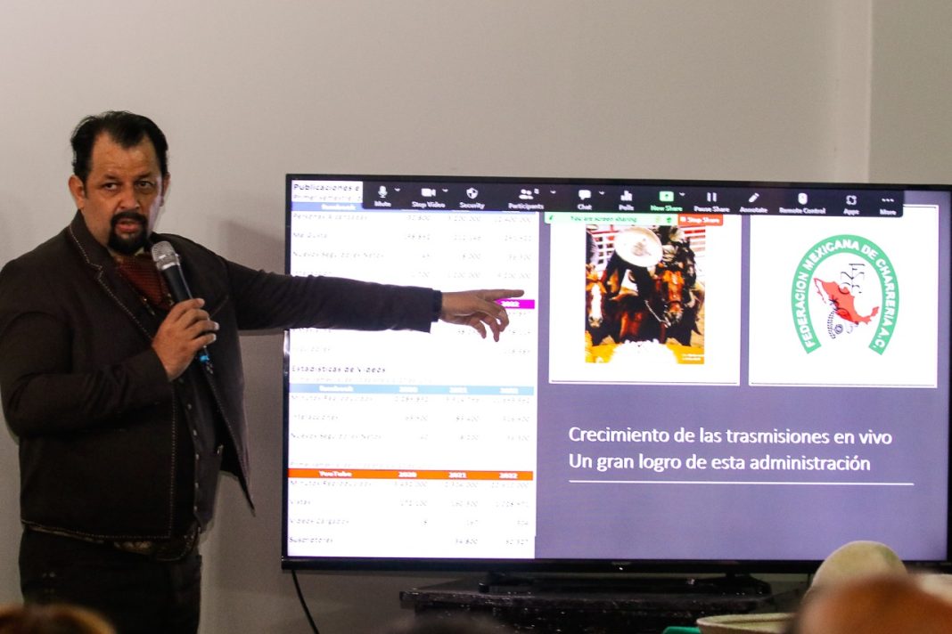 Edgar Abel Díaz Tapia, secretario de Prensa y Difusión, informó sobre los avances en la difusión de la charrería y el gran alcance que han obtenido las transmisiones en vivo de eventos oficiales y amistosos