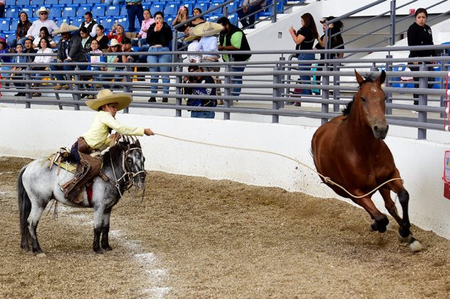 Farid Valdez acertando una mangana a caballo con remate del loro para Rancho San Marcos