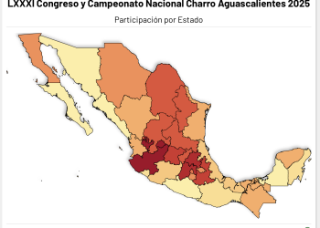 Interactivo: Participación en el LXXXI Congreso y Campeonato Nacional Charro Aguascalientes 2025 por estado