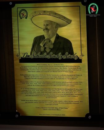 Placa de Don Salvador Sánchez Sánchez en el Salón de la Fama de la Federación Mexicana de Charrería