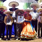 Premiación a los charros completos de categoría Infantil "A": Andrés Tovar Galván, José Antonio Madrid Balderas y Miguel Vargas Cruz