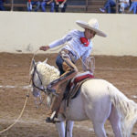 Emmanuel Larios Valencia gira sobre su estribo izquierdo, en un lucido movimiento no especificado, durante la terna en el ruedo de Amando Gil Laguna